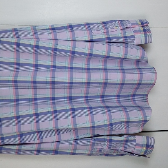 Peter Millar Southern comfort Purple/Pink Plaid Dress Shirt Preppy Office Sz.L - Picture 7 of 9